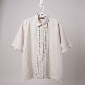 Cubavera Shirt Short Sleeve Linen Camp Beach Guayabera Natural Linen XXL EUC